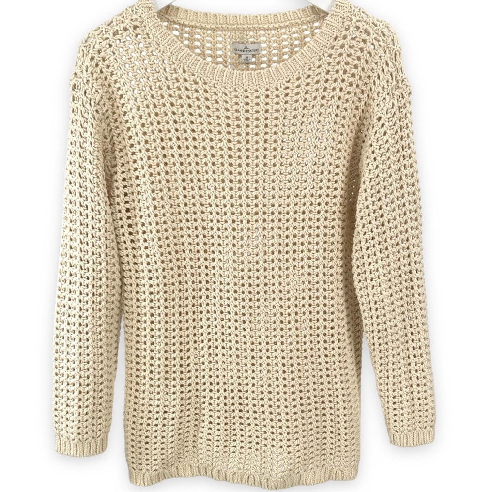 L.L. Bean Signature Ivory Loose Knit Pullover Sweater